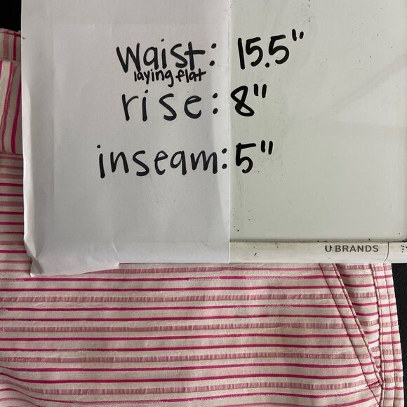 Vineyard Vines Women's Shorts Classic Mid-Rise Striped Pink And White Size 2 - Picture 9 of 9